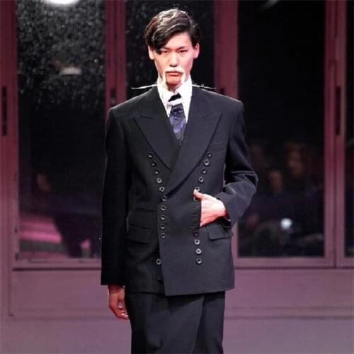 New Men Clothing Personality Double Breasted Large Lapel Suit Jackets Hairstylist Nightclub Dj Singer Blazers Costumes