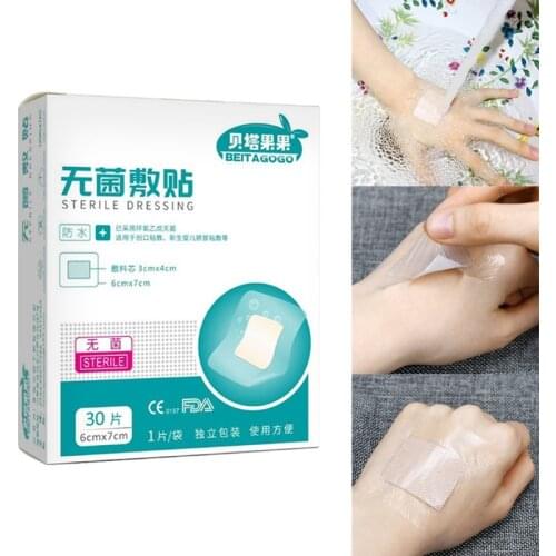 30Pcs/Pack Waterproof Band-Aid Wound Dressing Medical Transparent Sterile Tape For Swimming Bath Wound Care Protect