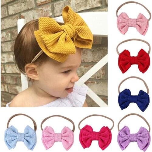 Baby Girl Headband Ribbon Nylon Elastic Bows Kids Hair Band Infant Headdress NEW