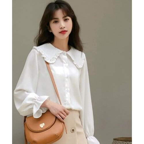 Shirts Women Long Sleeve Pure Fresh Simple Leisure Shirt Sweet Girls Spring Kawaii Blouses Holiday Female Clothes Preppy Style