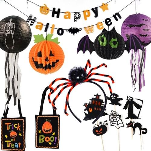 Happy Halloween Balloon Letters Banner Ghost Pumpkin Cat Festival Lantern Hallow Eve Party DIY Decoration HA001