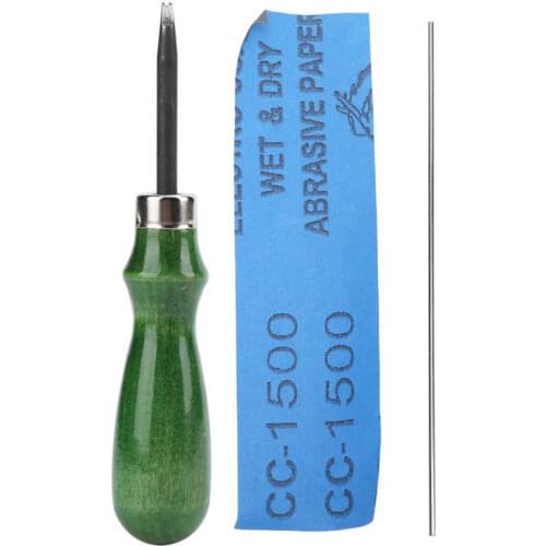 DIY Leather Edge Beveler Green Wooden Handle Cutting Leather Skiver Working Tool