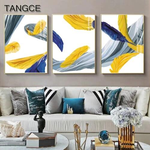 Nordic Fashion Blue Canvas Poster Flowing Gray White Painting Prints Wall Art Pictures for Living Room Abstract Entrance Decor