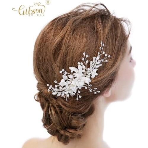 Wedding Hair Accessories Porcelain Floral Bridal Hair Comb Headpiece Jewelry For Women