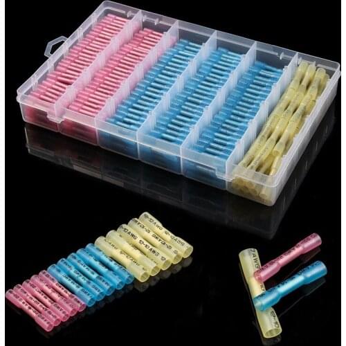 500Pcs Heat Shrink Butt Terminals Waterproof Cable Splice Crimp Terminals Insulated Electrical Wire Connectors AWG 22-10 Kit