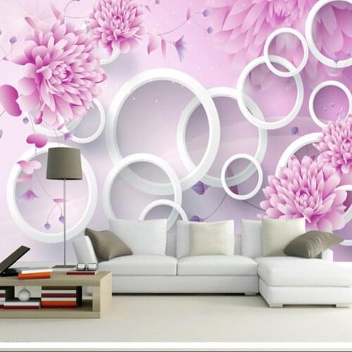 Embossed Pink Flower Circle Wallpaper Mural Photo Wall Paper Living Rooom TV Background Wall Art Decor papel de parede 3d