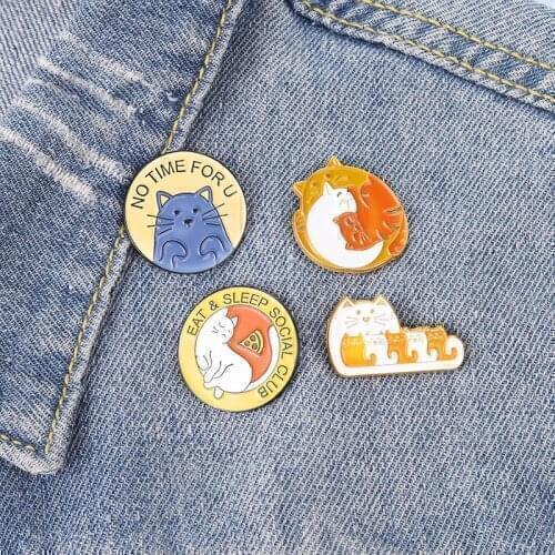 Cartoons Anime Cat Lapel Pins Badges Womens Fashion Enamel Brooches For Backpack Decorative Brooch Badges Hijab Pins On Clothes