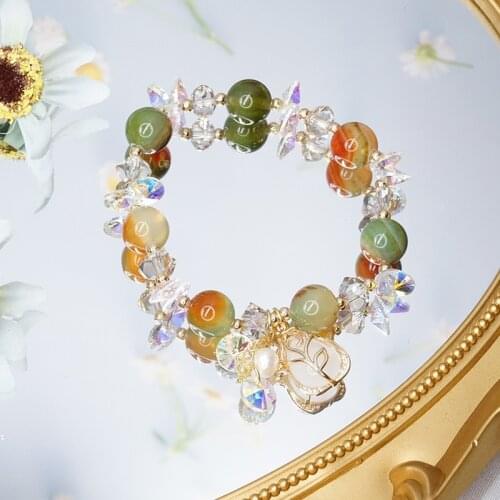 Green/Blue/Pink/Multicolor Shiny Natural Stone Crystal Zircon Bracelets for Women Female Korean Fashion Wedding Jewelry YBR290