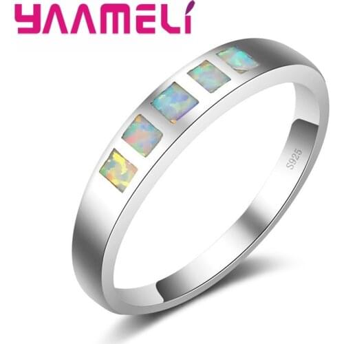 Winter Sale Elegance Simple Jewelry Colorful Fire Opal Ring 925 Silver Anillos Loop For Women Girls Best Bijouterie Decoration