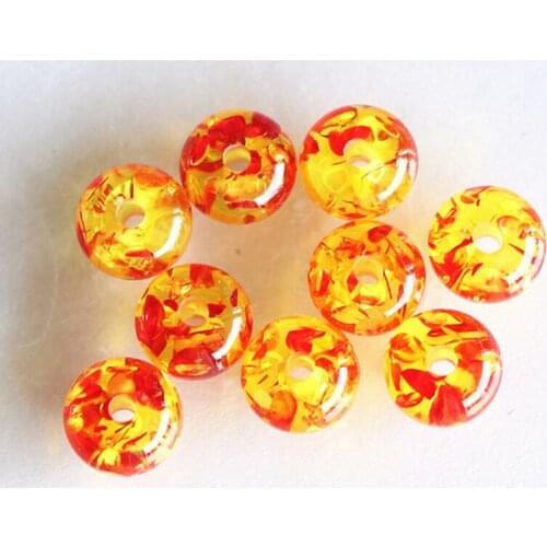 Gold-color Yellow Resin Beeswax Hot Selling Charms Women 8X5mm Abacus Loose Beads 15 Inches B79