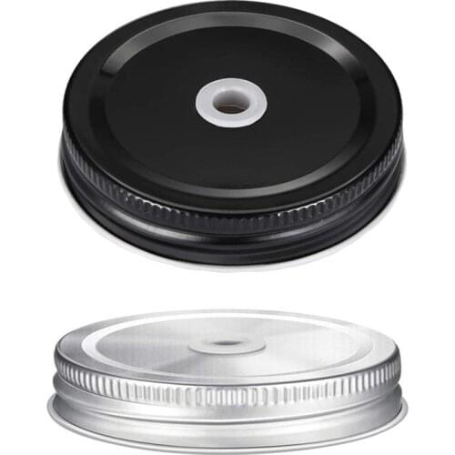 10pcs Universal Mason Jar Lids Reusable Leak-Proof Seal Canning Jars Lid With Straw Hole Wide Mouth Cup Covers Leak Proof Caps
