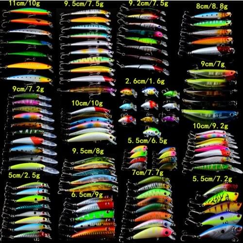 108pcs/lot Mixed 15 Models Fishing Lures Quality Professional Wobbler Fishing Tackle 108 Colors Minnow/Pencil/Crank/VIB bait Mix