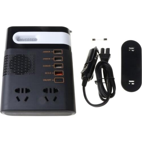 200W Car Power Inverter DC 12V/24V to AC 220V Voltage Converter Short Circuit Automatic Protection QC 3.0 USB Charger