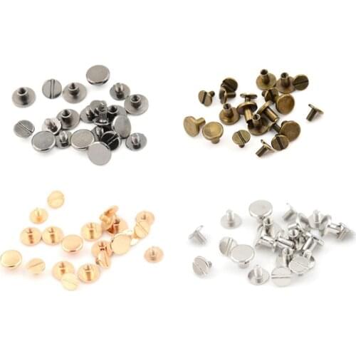 5/6.5/8mm 10set/Lot Solid Brass Button Screws Stud Screw Nail Screwback For Leather Rivet Belt DIY