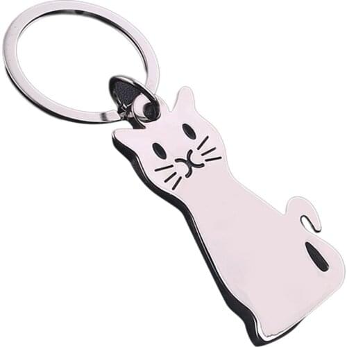 Keychain Cat Pendants DIY Men Jewelry Car Key Chain Ring Holder Silver Color Plated Souvenir For Gift Pendant