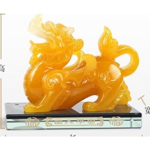 Green yellow PI xiu furnishing coral red vehicle decoration luxury mythical wild Animal Sculpture statue
