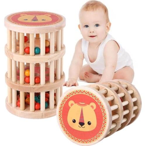 Wooden Falling Beads Baby Early Learning Educational Grasping Rattle Roller Eyesight Pursuit Training Children Climbing Toy Gift