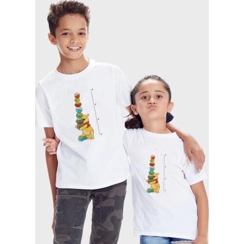 Disney Graphic Winnie the Pooh and the Honey Print T-shirts Brothers and Sisters Kids Tee for Girl Boy Casual Children Tops