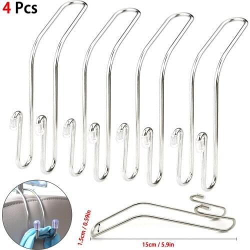 For Bag Purse Cloth Grocery Storage Auto Accessories Fastener Clip 4Pcs Stainless Steel Car Seat Headrest Hanger Bag Hook Holder