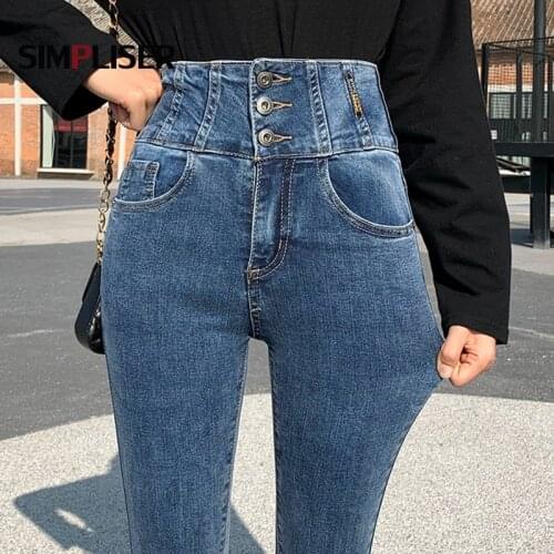 Jeans Women 2021 Autumn Winter Skinny Thickened Plush Jeans Trousers High Waisted Stretch Vintage Ladies Mom Jeans Plus Size 32