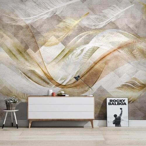 Custom Photo Wallpaper Modern Minimalist Abstract Line Feather Art Murals Living Room TV Sofa Creative Wall Papers For Walls 3 D