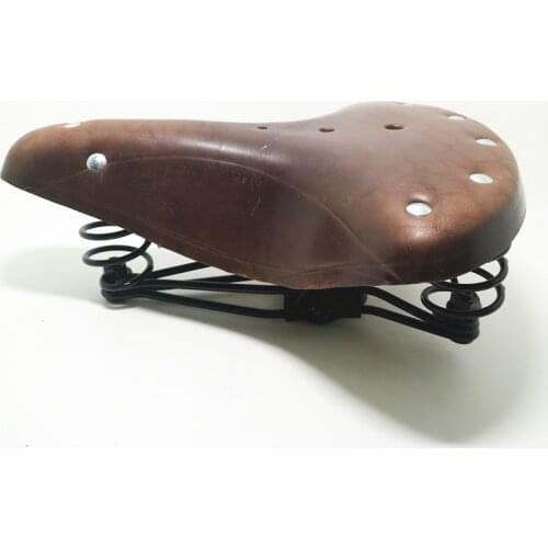 G11 Vintage elephant spring genuine leather spring saddle old style bicycle saddle genuine leather saddle