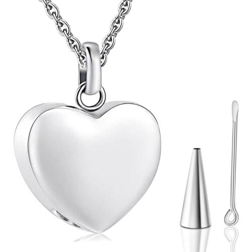 Custom Cremation Jewelry Memorial Urn Necklace For Ashes Holder Stainless Steel Blank Love Heart Pendant Engravable Keepsake