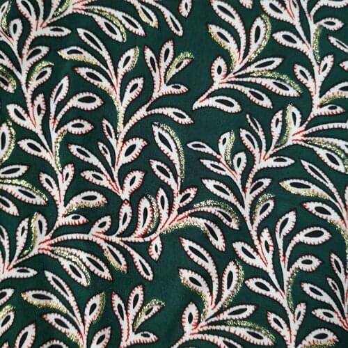 Beautiful Dark Green Imitate Silk Chiffon Fabric Polyester Beige Flower Printing Not Transparent Chiffon Fabric DIY Women Dress