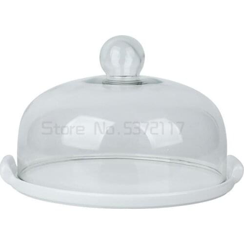 Creative European-Style Cake Dish Ceramic Fruit Snack Bread Dessert Plate Matte Dual Handle Tray with Cover Sampling Plate