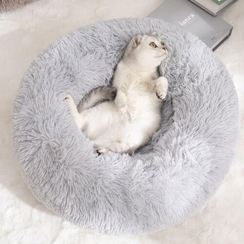 Pet Dog Bed Fluffy Calming Long Plush Donut Pet Kennel For Dogs Basket Cushion Cat Bed Cat Mat Animals Sleeping Sofa Pet Product