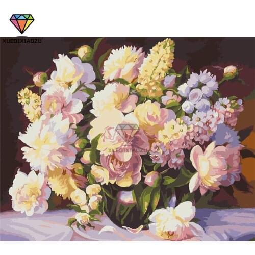 XUEQIXIAOZU Full Round Flower Diamond embroidery Diamond drawing 5D DIY Diamond setting Mosaic painting Home decoration gifts