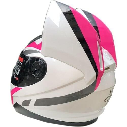 Motorcycle Lovely Cat Helmet Motorbike Modular Motocross White Pink Helmet Crash Full Face Helmets Casco