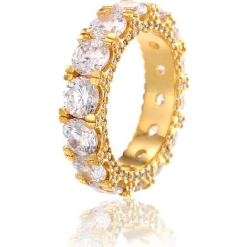 Moveon Hip Hop Jewelry Full Zircon Ring Hipsters Mens Round Rings For Party Gifts Statement Simple Bijoux AAA