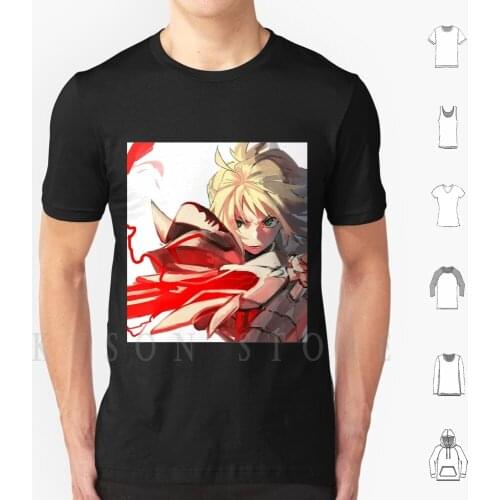 Fate-Mordred T Shirt Cotton Men Diy Print Fate Mordred Extella Grand Order Servant Holy Grail Cleavage Big Tits Oppai