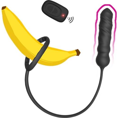 Male Prostate Massager Vibrator With Cock Penis Ring Delay Ejaculation For Men Sex Toys Butt Anal Plug Wireless Adult Supplies