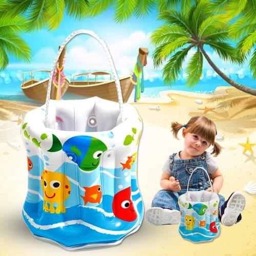 Inflatable Small Bucket Transparent Bottom Beach Toys For Children Kids Inflatable Bucket Swimming Pool Float Beach Water Toy
