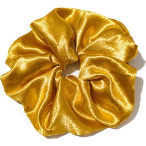 New Arriving Metallic Color Gold Silver Hair Ties Flash Satin Oversized Hair Scrunchies Ladies Elegant Fluffy Hairbands