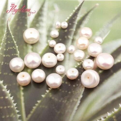 Half Drilling White Freshwater Pearl 3A Grade Button Beads Natural Stone Loose Beads for Women DIY Earring Rings Making 10 Pcs