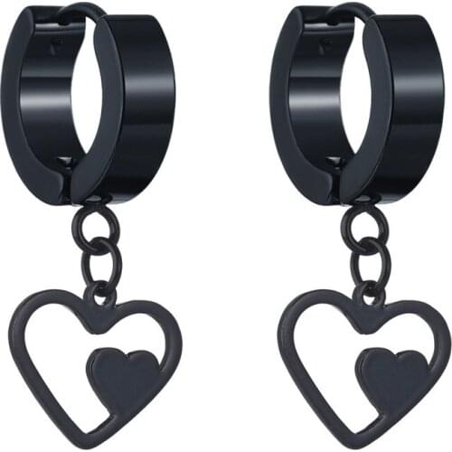 Pop Punk Stainless Steel Love Earrings For Men Women Best Friend Party Birthday Hollow Heart Drop Earring Tassel Jewelry