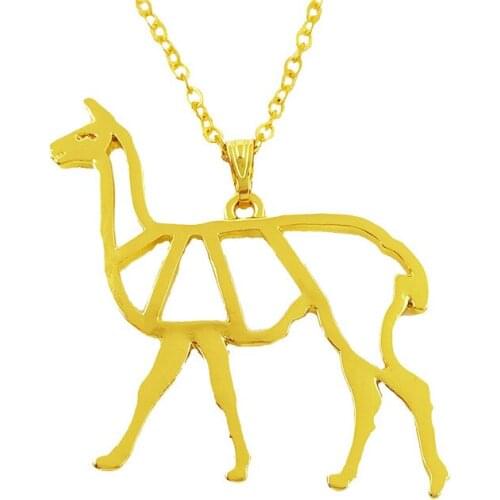 Drop Shipping Hot Sale Cute Alpaca Pendant Necklace Women Choker Necklace Origami Alpaca Animal Jewelry Gift Gold Color