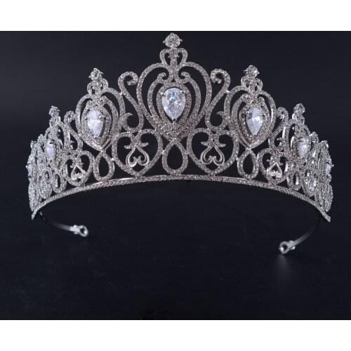 Luxury Cubic Zircon Crown Bridal Tiaras Diadem Rhinestone Pageant Crown Hair Ornaments Wedding Hair Accessories Bride Headpiece