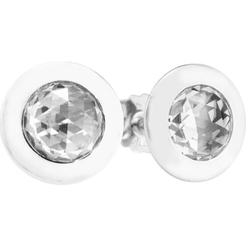 925 Sterling-Silver-Jewelry Radiant Logo Stud Earring with Clear CZ Free Shipping