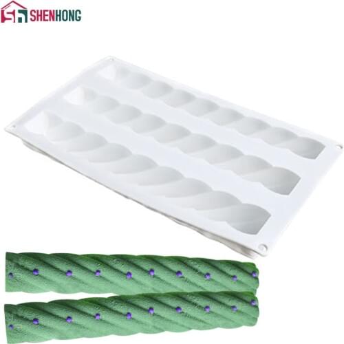 SHENHONG 3 Holes DIY Waves Cake Mould Silicone Mold DIY 3D Fruit Muffin Soap Baking Tools Cookie Wedding Mousse Moule