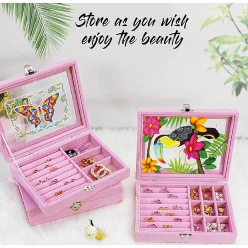 DIY Special Shape Diamond Paint Jewelry Box Diamond Painting Hanging Christmas Flower Wreath Kit Home Door Decor Organizer Gift