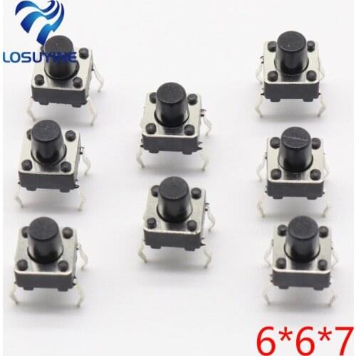 50pcs/lot 6x6x7MM 4PIN G92 Tactile Tact Push Button Micro Switch Direct Self-Reset DIP Top Copper Free Shipping Russia