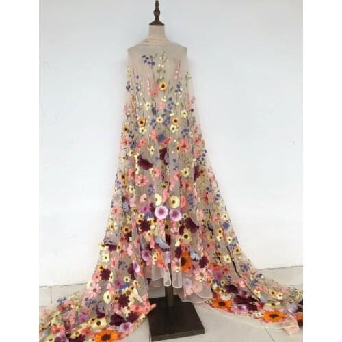 Three-Dimensional Mesh Embroidery African Lace Fabric 2021 High Quality Lace Water Soluble Fashion Soft Lace Fabric 5 Yards