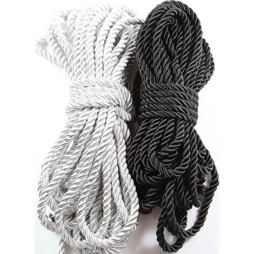 10meters 4mm 5mm 6mm diameter Triple rope black silver diy handwork threads cords fashion free shipping