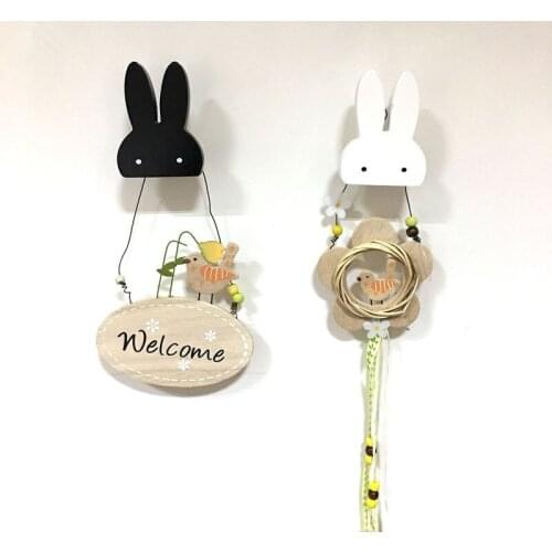 Wooden Rabbit Hook commodity shelf On Wall Bunny Hangers Behind Door In Childrens Room Decorate