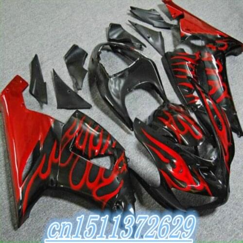 Hi-grade red flames black full Fairing for KAWASAKI ZX6R 05 06 ZX-6R 2005-2006 ZX 6R 636 05 06 6R 2005 2006 body kit