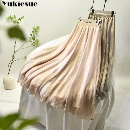 Streetwear summer 2020 womens pants female high waist wide leg pleated skirt pants capris for women trousers woman Plus size